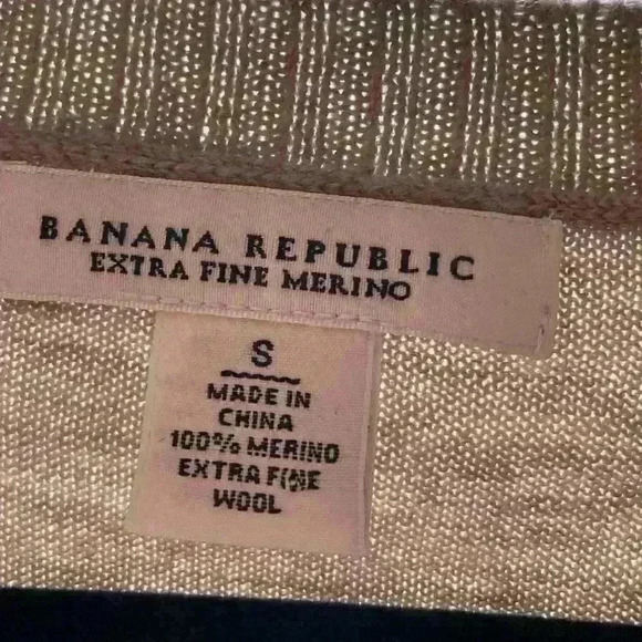 Banana Republic Merino Extra Fine Wool Small Pink White Tan Argyle via Neck - Picture 5 of 8